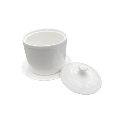 White Ceramic Stew Jar w/Lid & Saucer