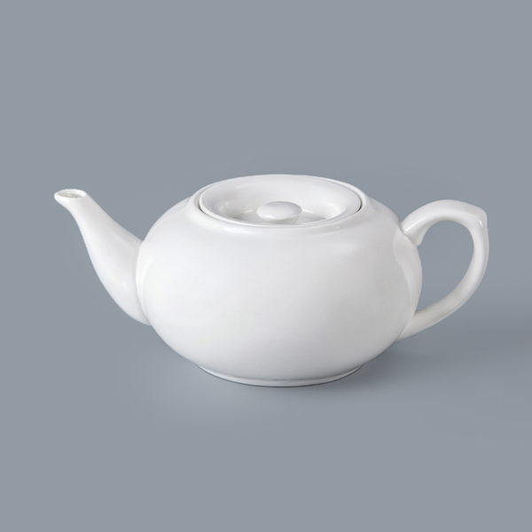 White Ceramic Oval Tea Pot