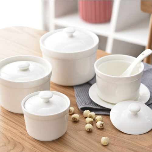 White Ceramic Stew Jar w/Lid