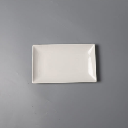 12“ White Ceramic Rectangular Plate
