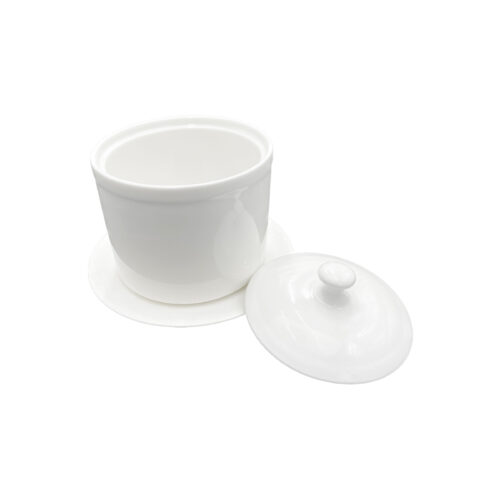 White Ceramic Stew Jar w/Lid & Saucer