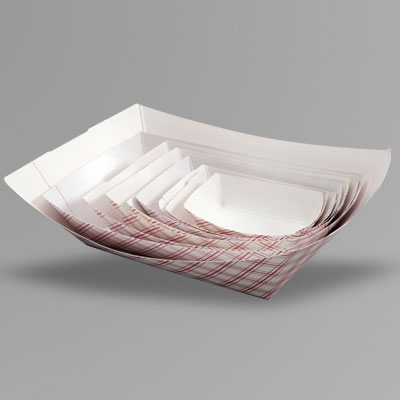 Paper Food Tray, White/Red