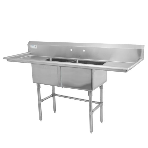 THORINOX Double Sink w/Left & Right Drainboard (18″)