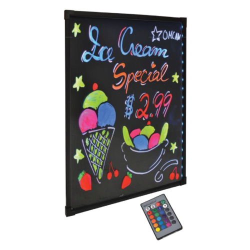 Refined Tempered Glass LED Write-On Flash Board w/Remote Control