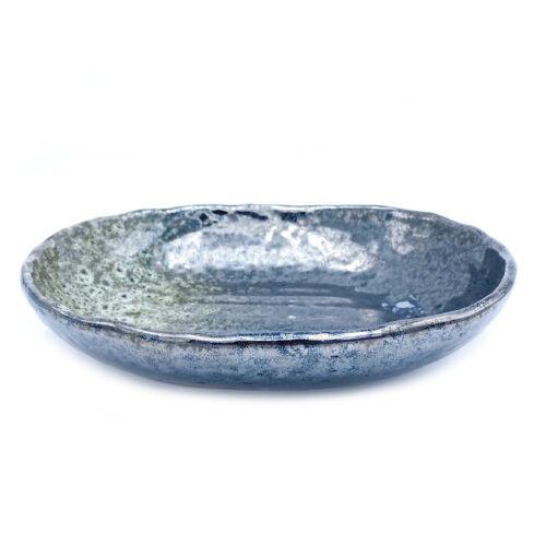 Oval Dish/Sashimi Bowl, Black & Green