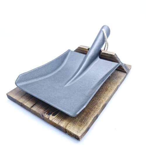 Cast Iron Serving Tray w/Wooden Trivet, Large Square Shovel, 7.5