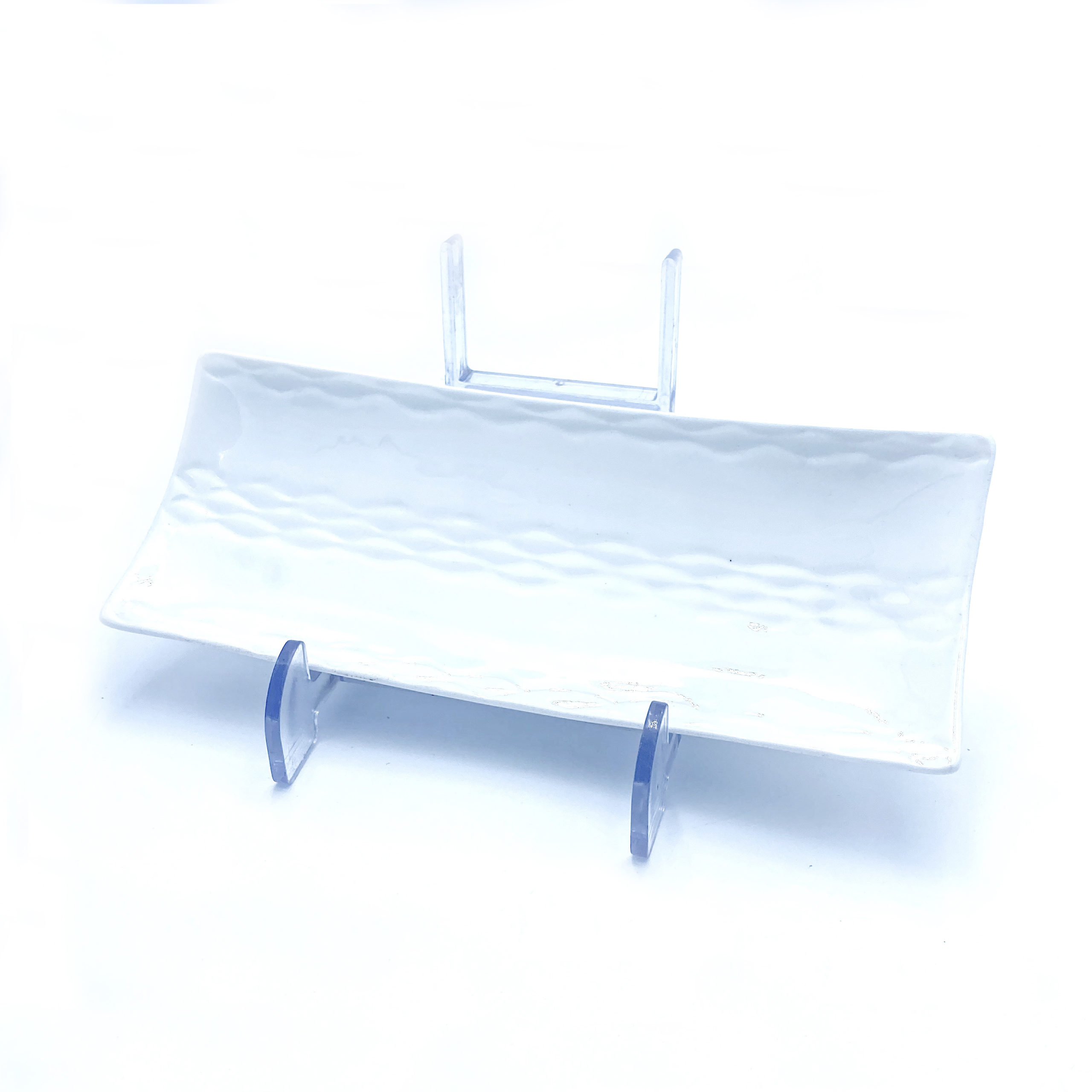 White Porcelain Rectangular Plate, Curved Corners