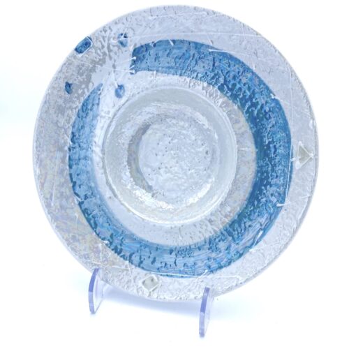 Round Plate, White & Blue Pearlescent