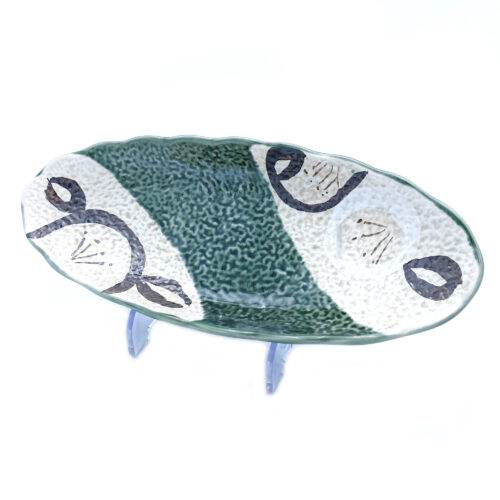 Green & White Oval Dish