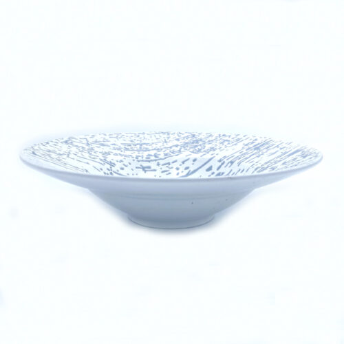 Round Dish, White w/Blue Texture