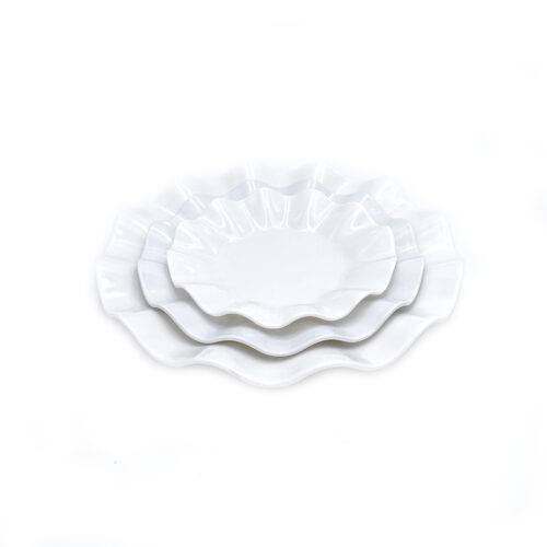 White Melamine Plate, Wave Rim, Various Sizes