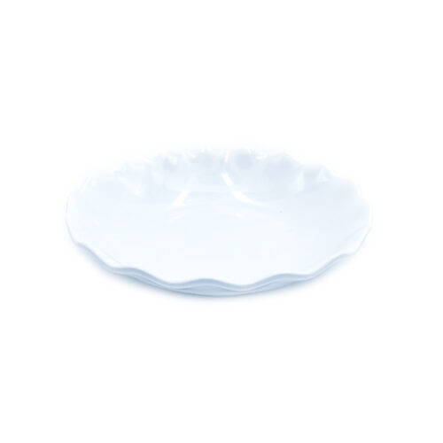 White Melamine Plate, Wave Rim, 9
