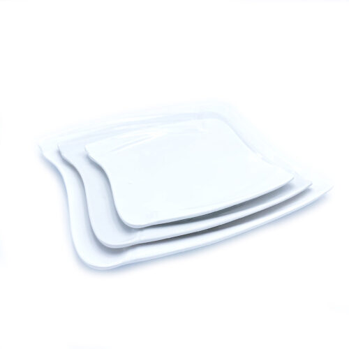 White Melamine Square Plate, Various Sizes