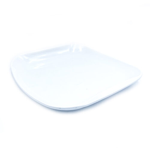 White Melamine Plate, Square, 12