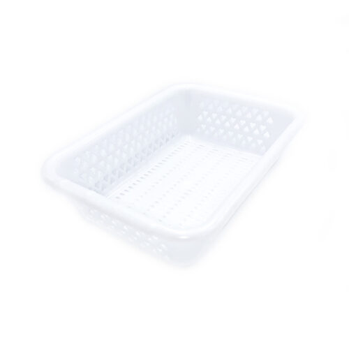 Plastic Rectangular Wash Basket, White, Various Sizes
