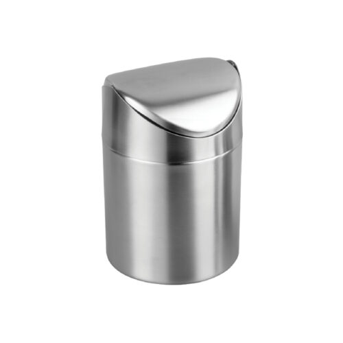 Mini Swing-Lid Waste Can, 4-3/4″Dia x 6″H, Stainless Steel
