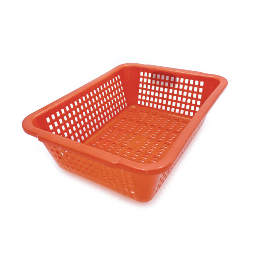 Plastic Rectangular Wash Basket, Red, Various Sizes