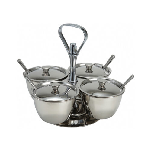 Relish Server, 4 Compartments, Stainless Steel