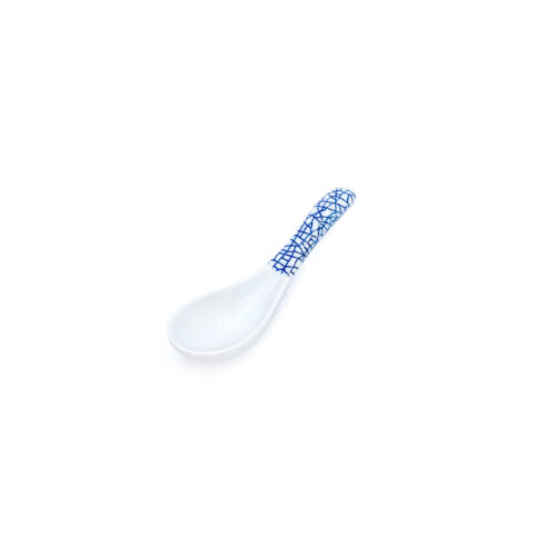 Porcelain Soup Spoon, Cracked Blue