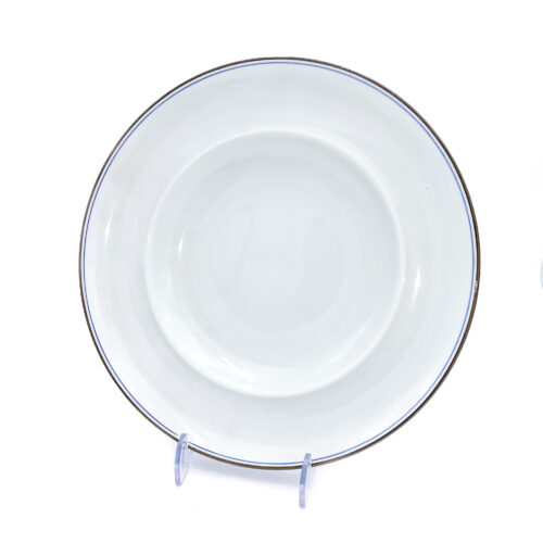 Pasta Plate, Bone White w/Thin Blue Line, Various Sizes