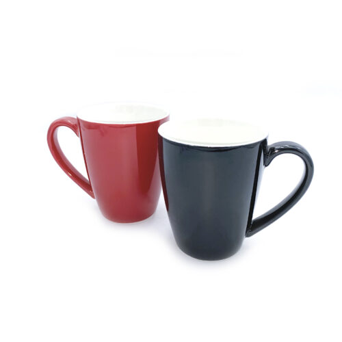 Porcelain Mug, Black/Red & White
