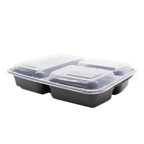 Black Container w/Lid, 3 Compartments, Various Capacity