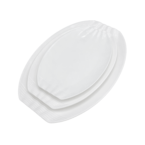 Oval Ceramic Plate w/Wave Texture, Various Sizes
