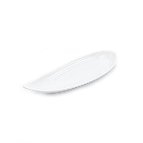White Long Plate, Petal/Leaf-Shaped, 13.75