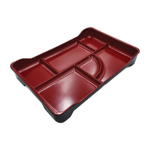 Red & Black Melamine Bento Plate, 14'' x 9''