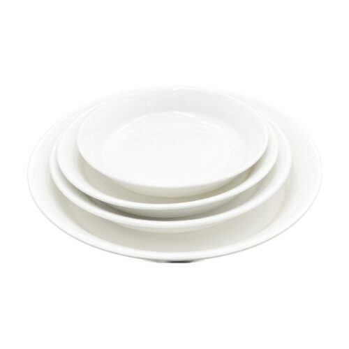 White Round Shallow Bowl, Various Sizes