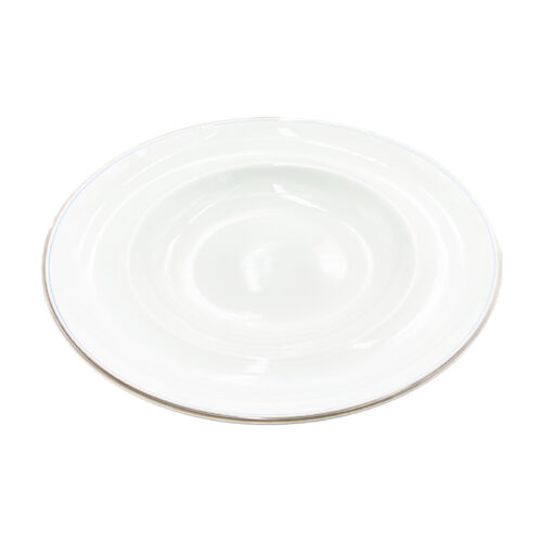 White Pasta Plate w/Blue Line & Gold Rim, Various Sizes
